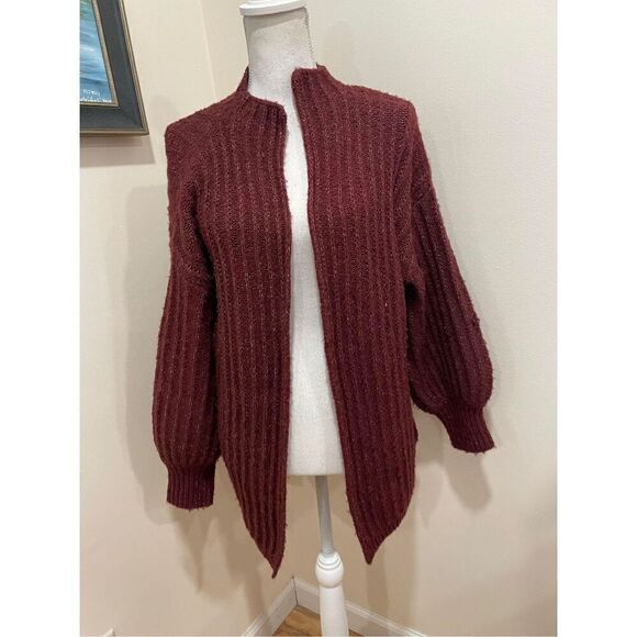 Truly Madly Deeply Color Block Burgundy Cardigan Size XS - Picture 3 of 6